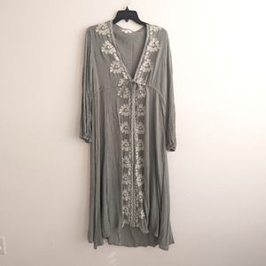 Embroidered Sage Dress